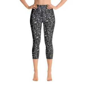 B&W Squiggles Yoga Capri Leggings