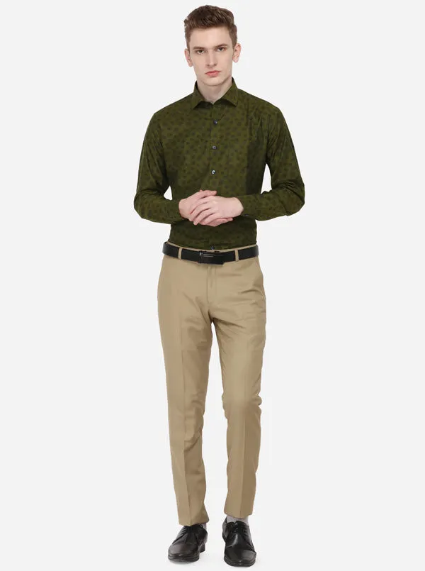 Beige Solid Super Slim Fit Formal Trouser | Greenfibre