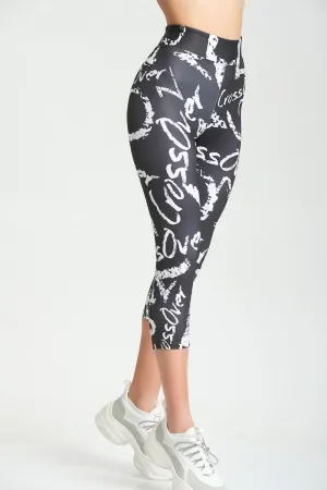 Cross White, 3/4 Leggings