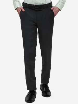 Dark Green Solid Super Slim Fit Formal Trouser | JadeBlue