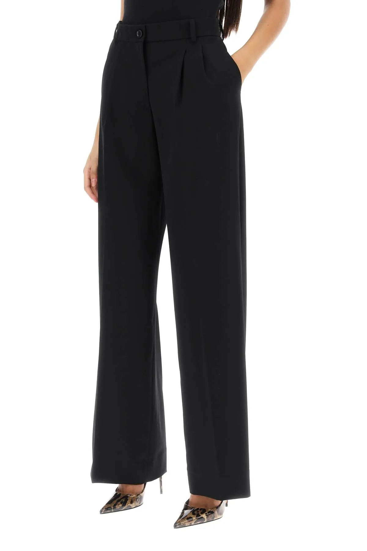 Dolce & Gabbana Stretch Wool Wide Leg Trousers