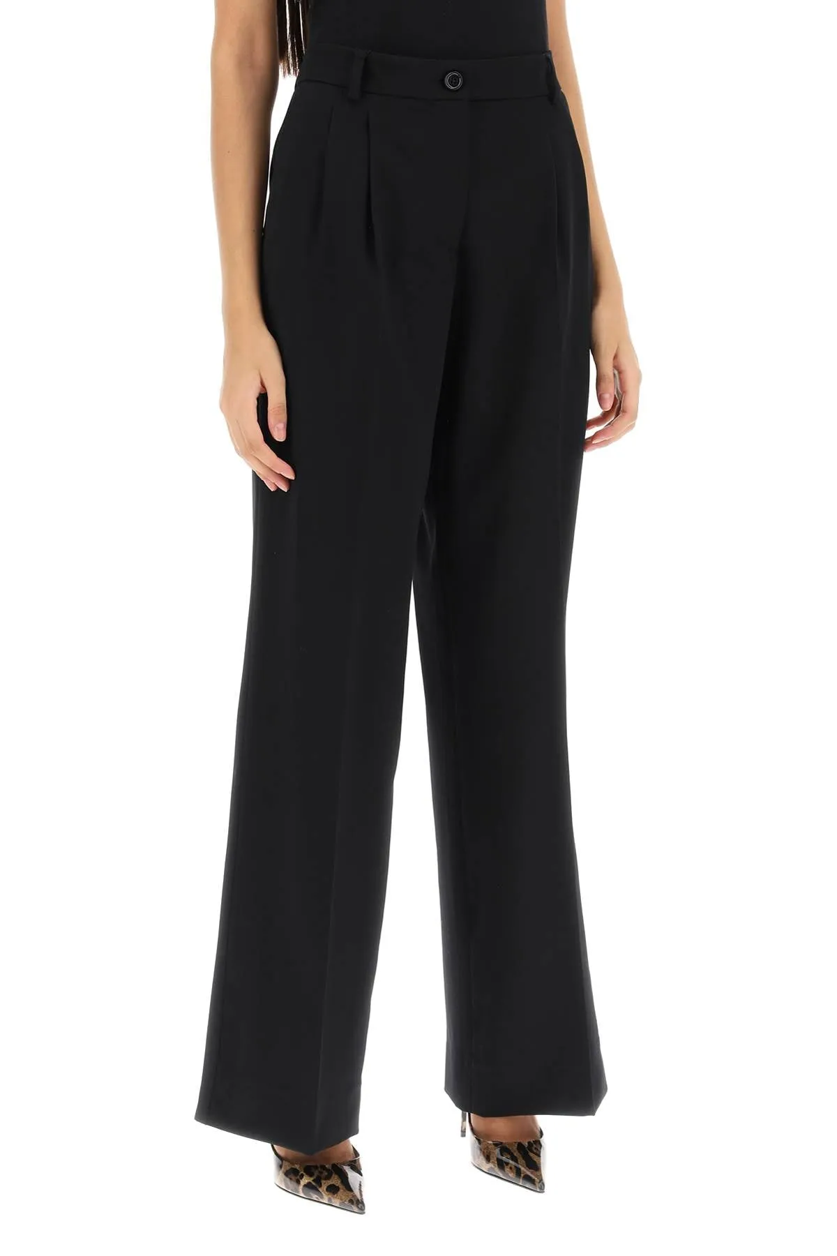 Dolce & Gabbana Stretch Wool Wide Leg Trousers