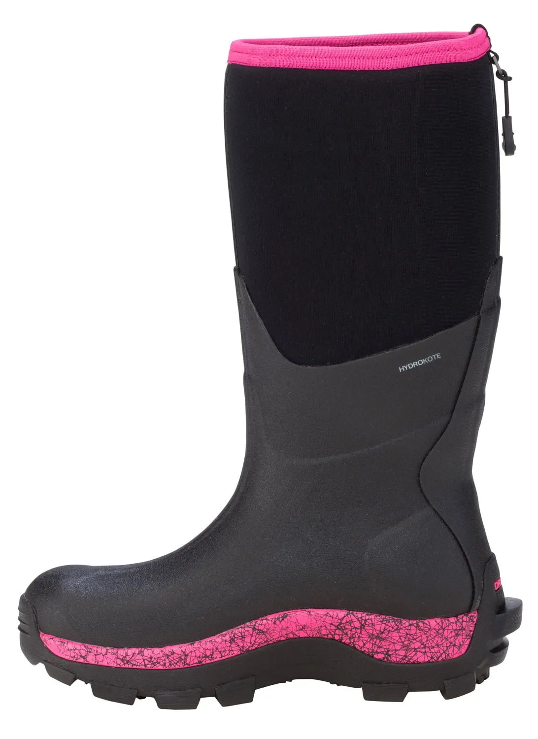 Dryshod Womens Arctic Storm Hi Black/Pink Neoprene Extreme-Cold Snow Boots