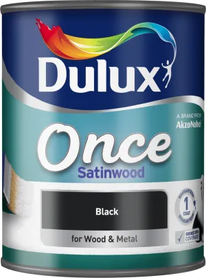 Dulux Once Satinwood Paint For Wood And Metal - Black 750ml