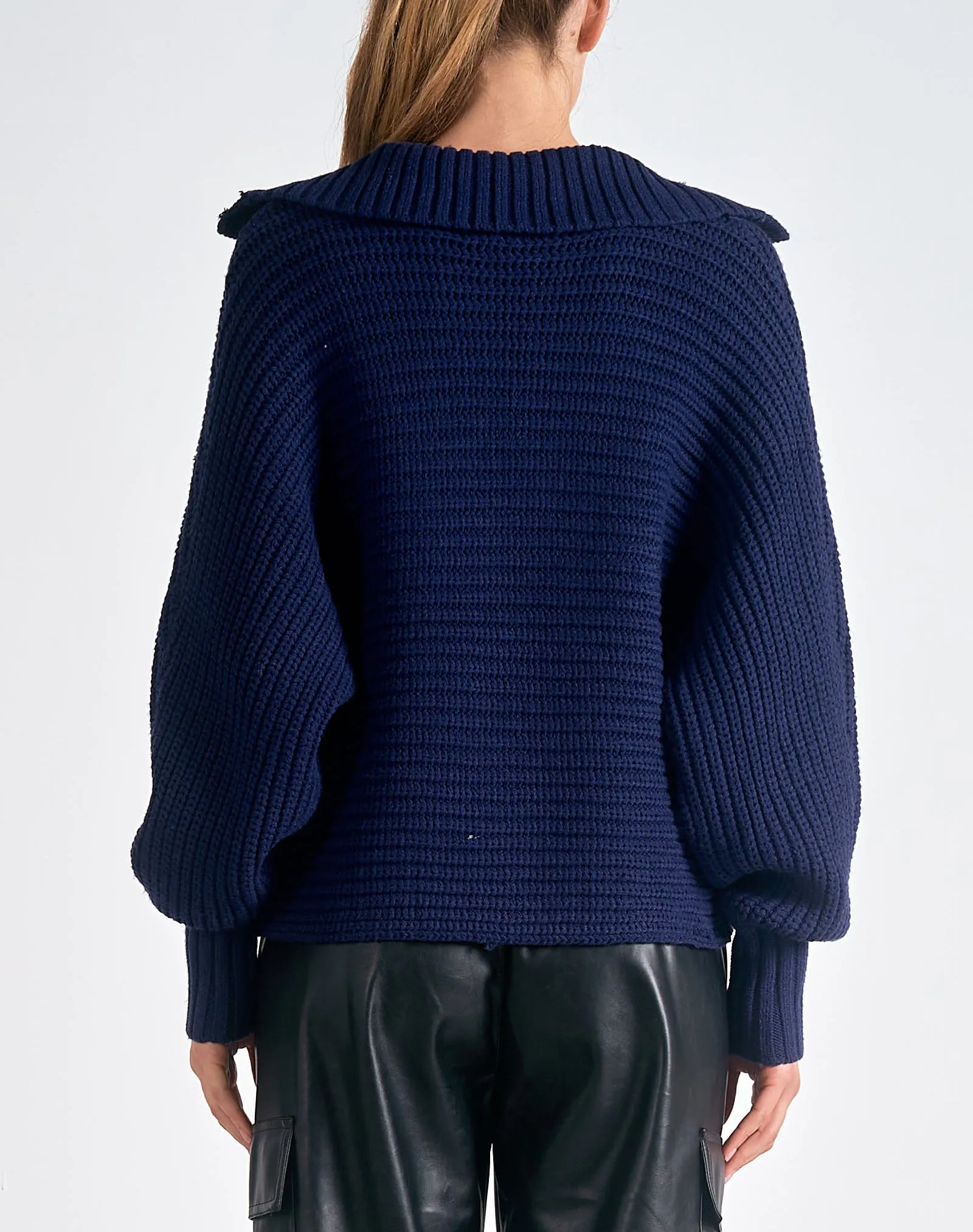 Elan V-Neck Open Collar Sweater