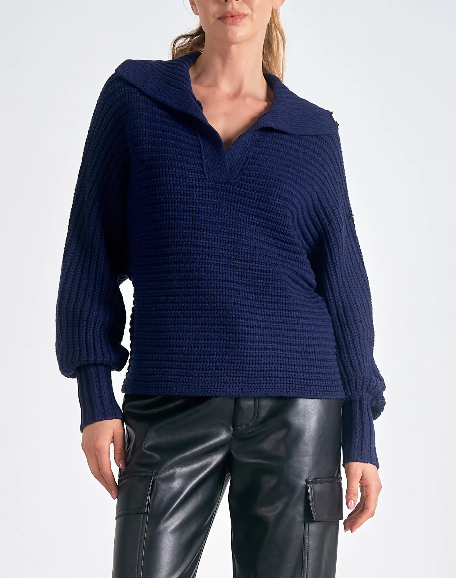 Elan V-Neck Open Collar Sweater