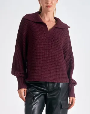 Elan V-Neck Open Collar Sweater