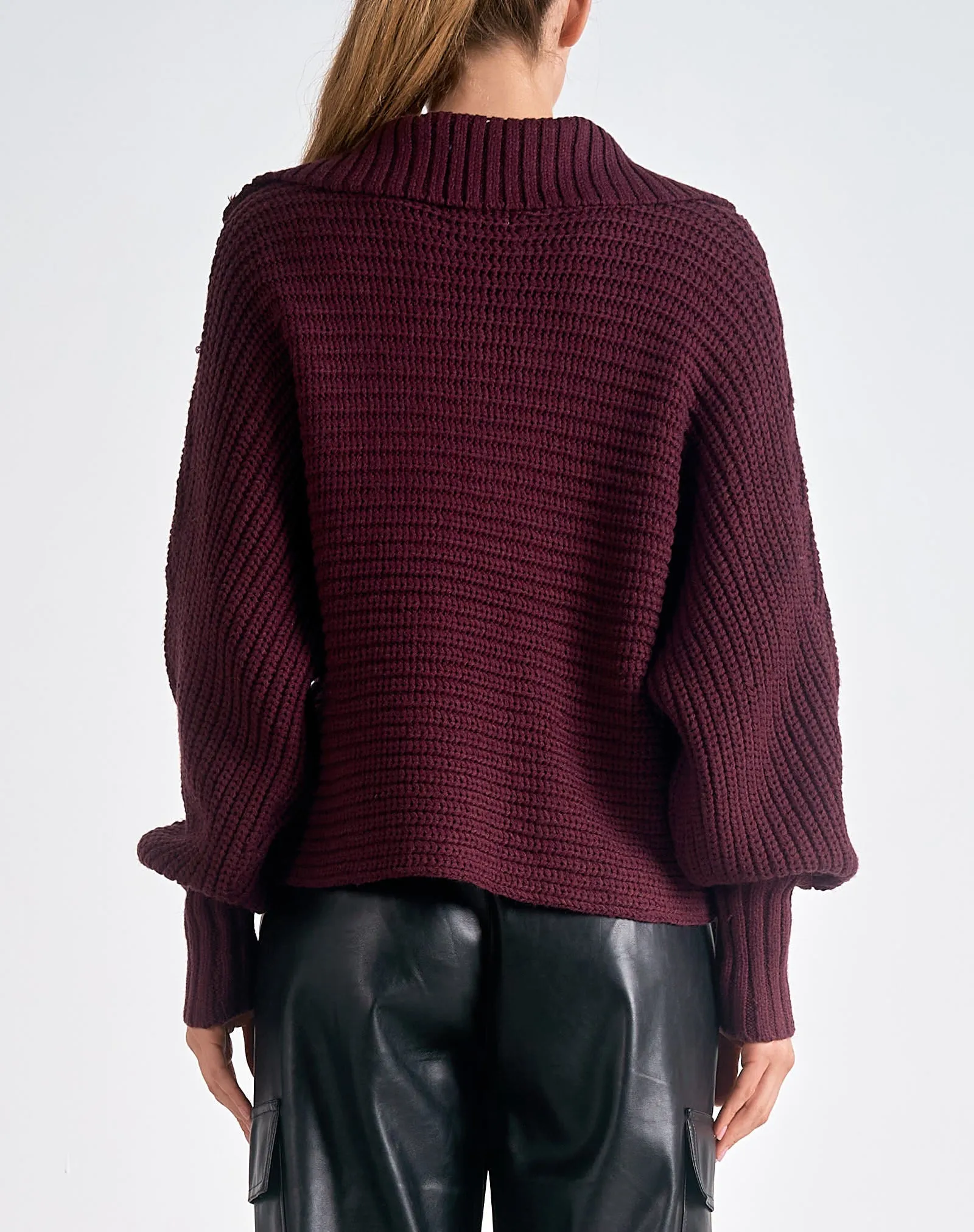 Elan V-Neck Open Collar Sweater