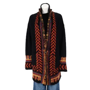 Etro Multi Colour Chunky Knit Dragon Coat IT 44