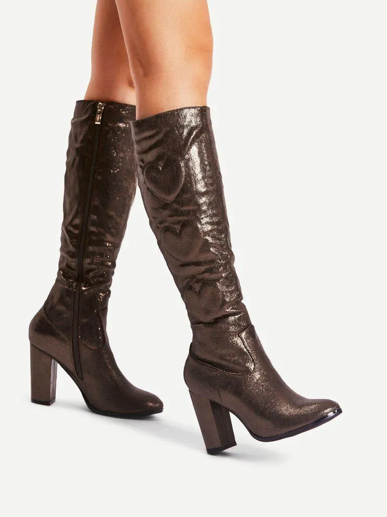 Heart Pattern Side Zipper Knee High Boots