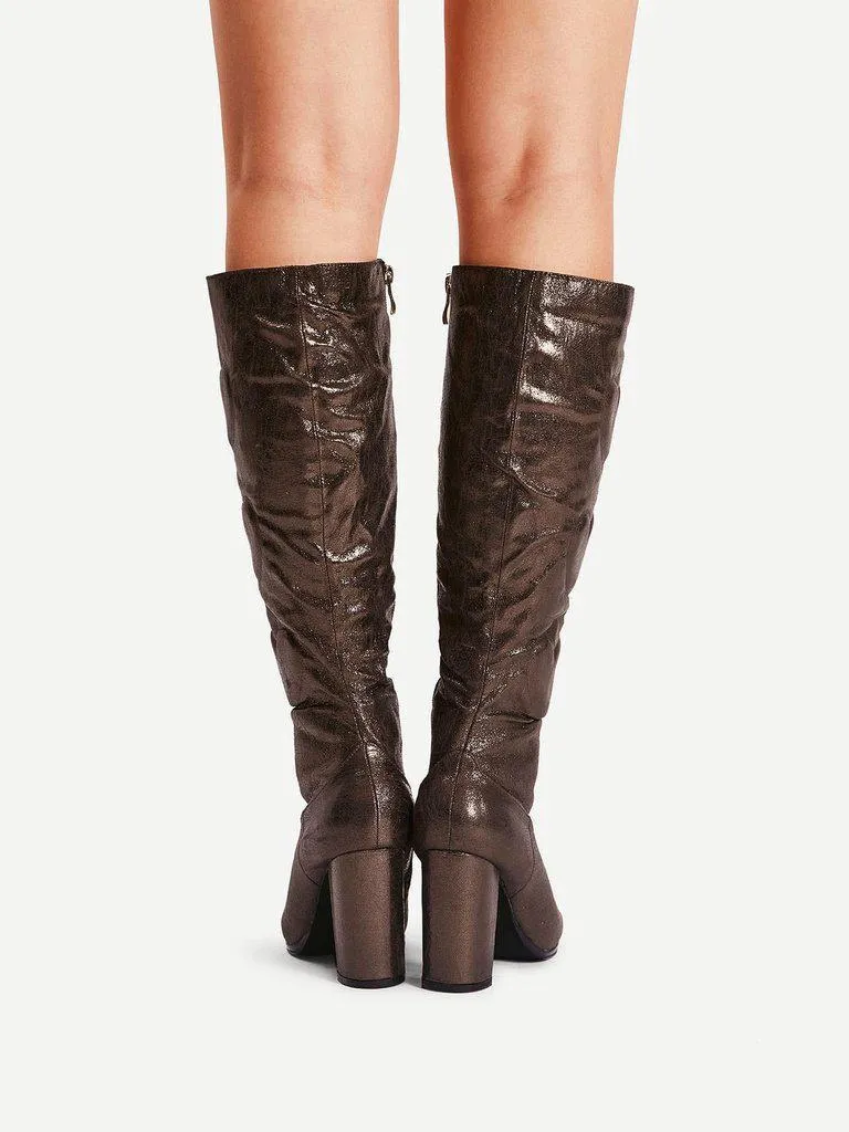 Heart Pattern Side Zipper Knee High Boots