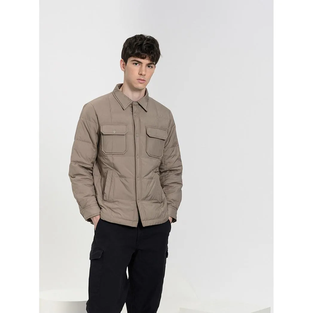 Lapel Collar Buttoned Pocket Down Jacket