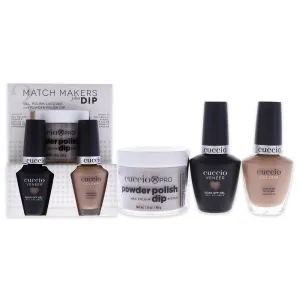 Match Makers Plus Dip - See You Latte by Cuccio for Women - 3 Pc 1.6oz Pro Powder Polish Dip System, 0.44oz Veneer Soak Off Gel, 0.43oz Colour Nail Polish