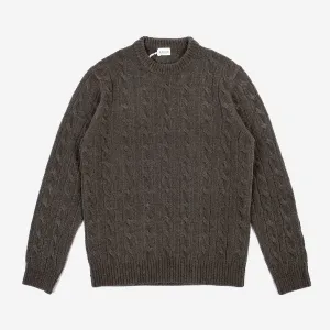 Morag Braid Merino Wool Crewneck - Vintage Olive