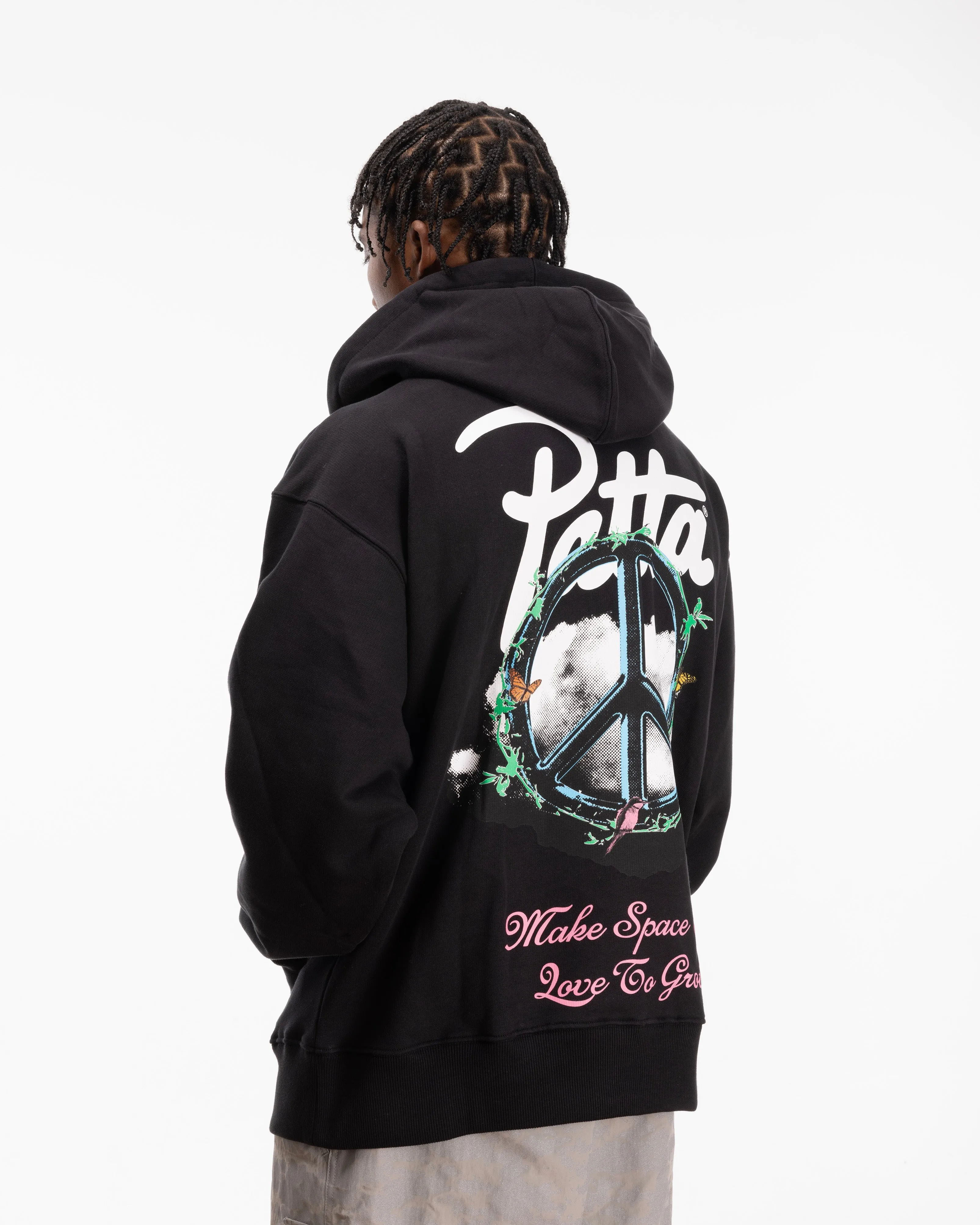 Patta Xerox Peace Boxy Hooded Sweater (Black)