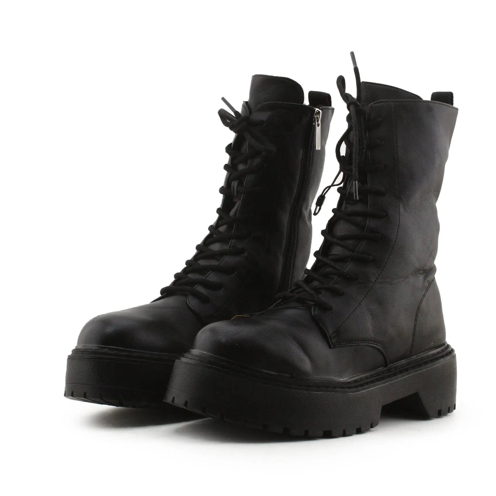 Pull & Bear Zipper Combat Boots | 100% Authentic Leather