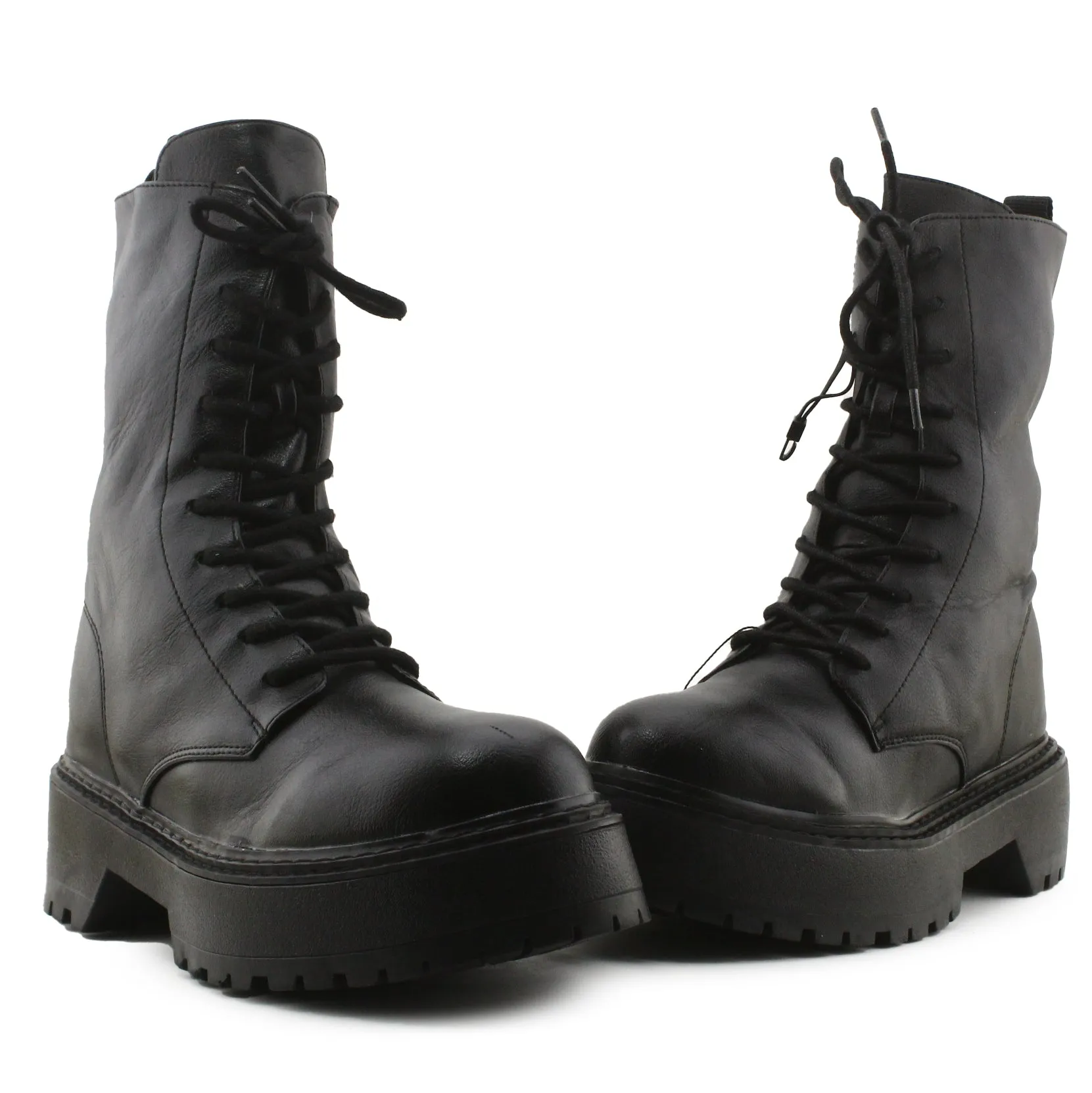 Pull & Bear Zipper Combat Boots | 100% Authentic Leather