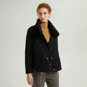 Quilted Stand-Up Collar Cropped Down Jacket