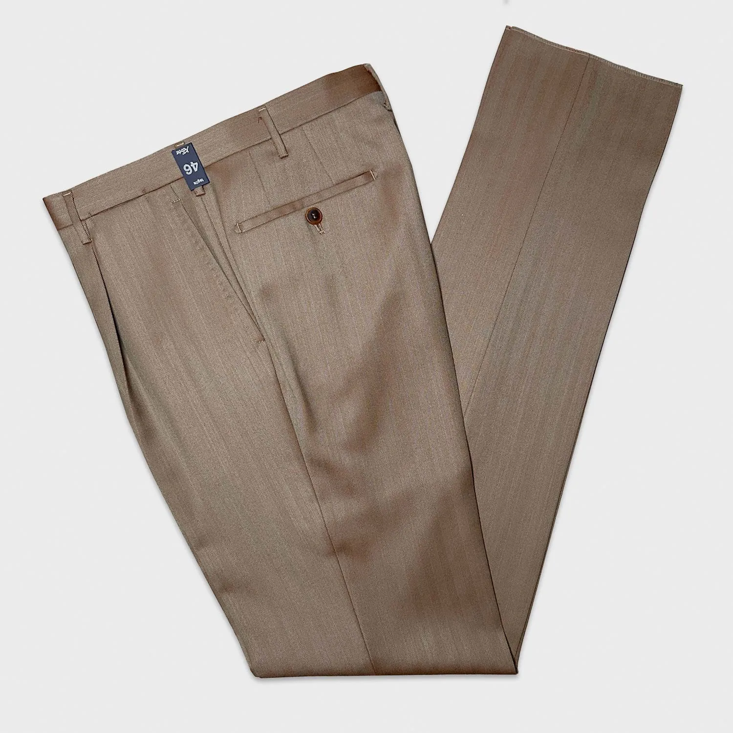 Rota Solaro Wool Trousers Herringbone Tobacco