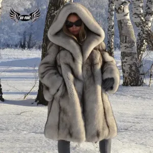 Silver Fox Fur Jacket - Genuine Fox Fur, Luxury High Street Style