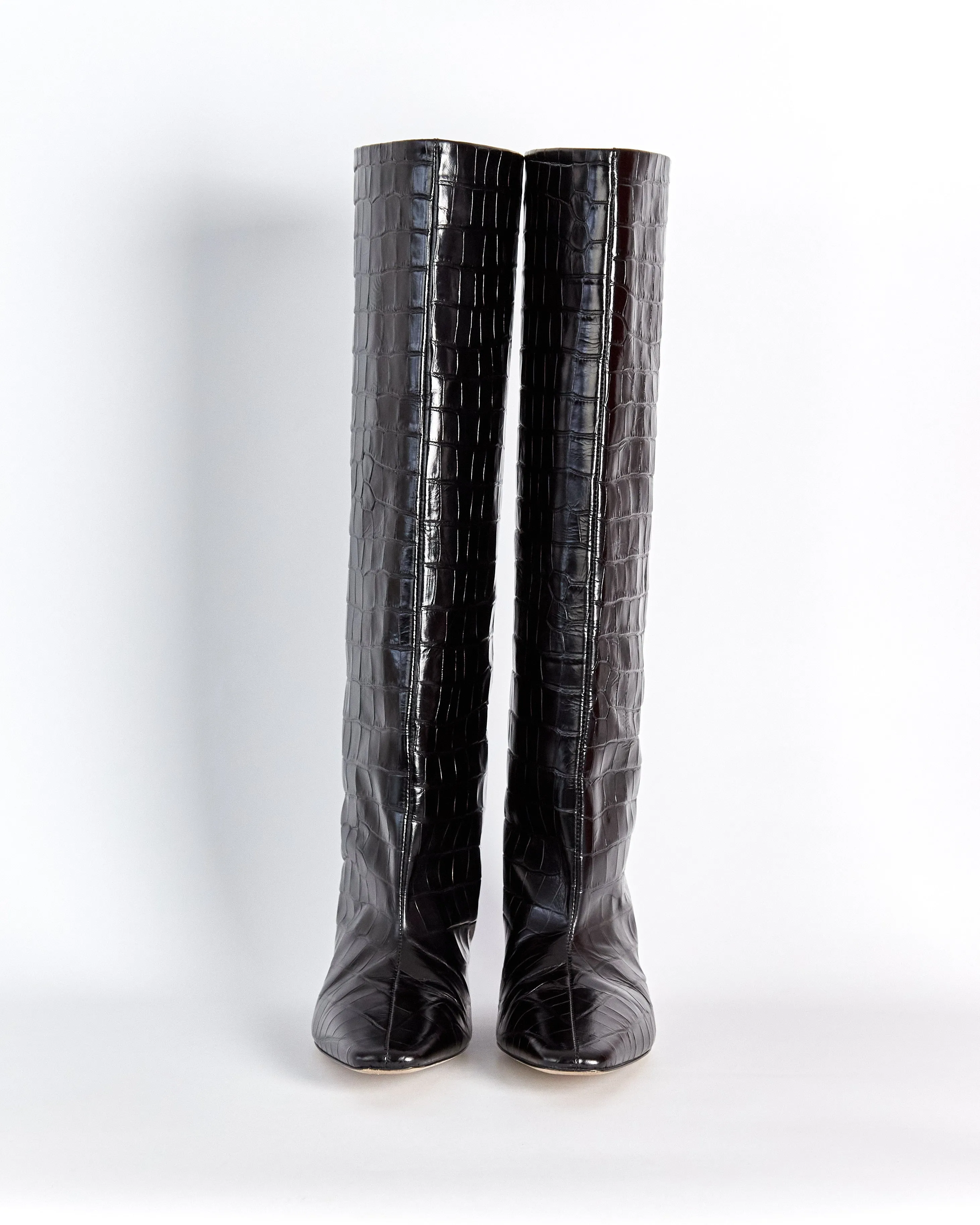 Totême croc effect knee high boots, black, 39