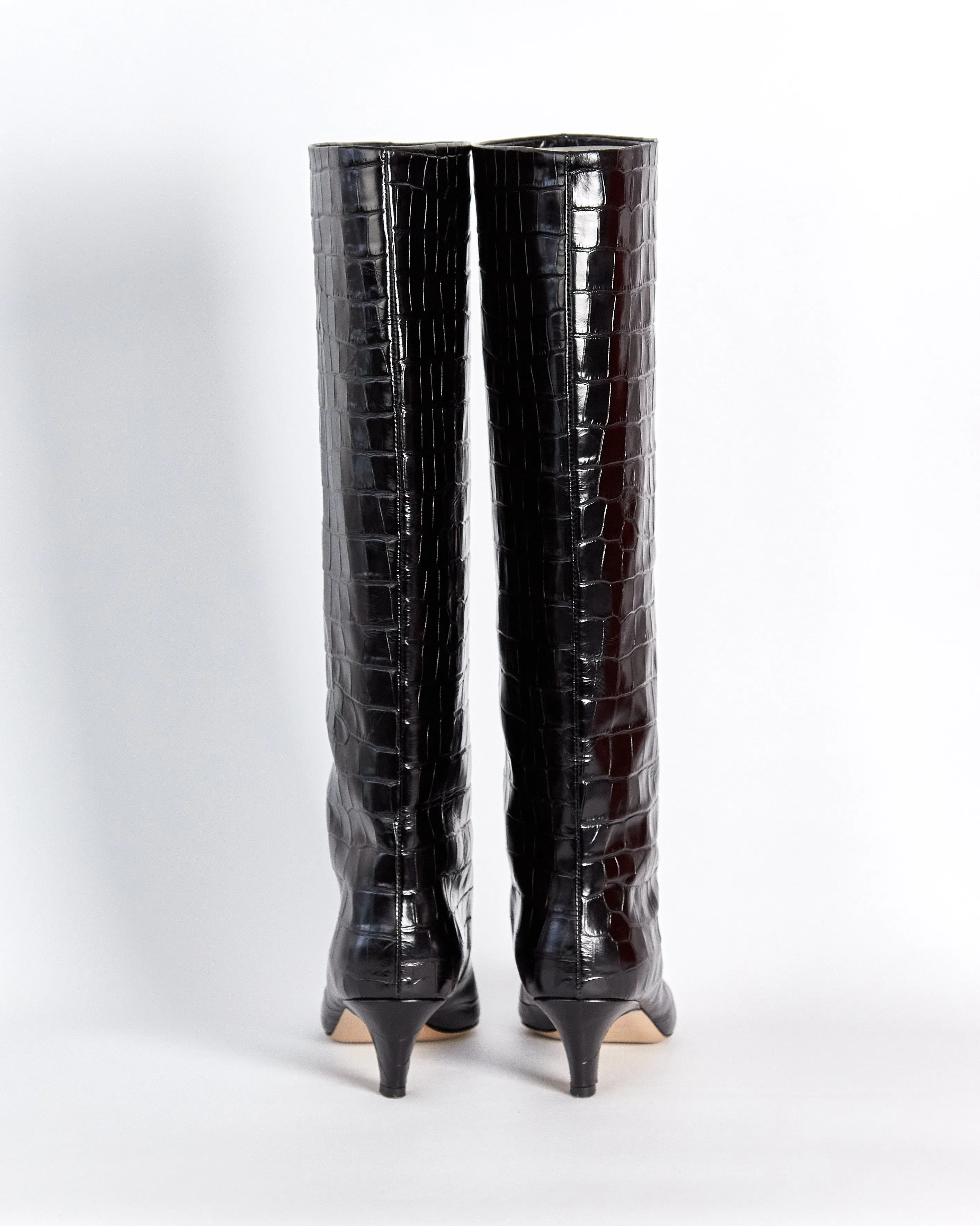 Totême croc effect knee high boots, black, 39