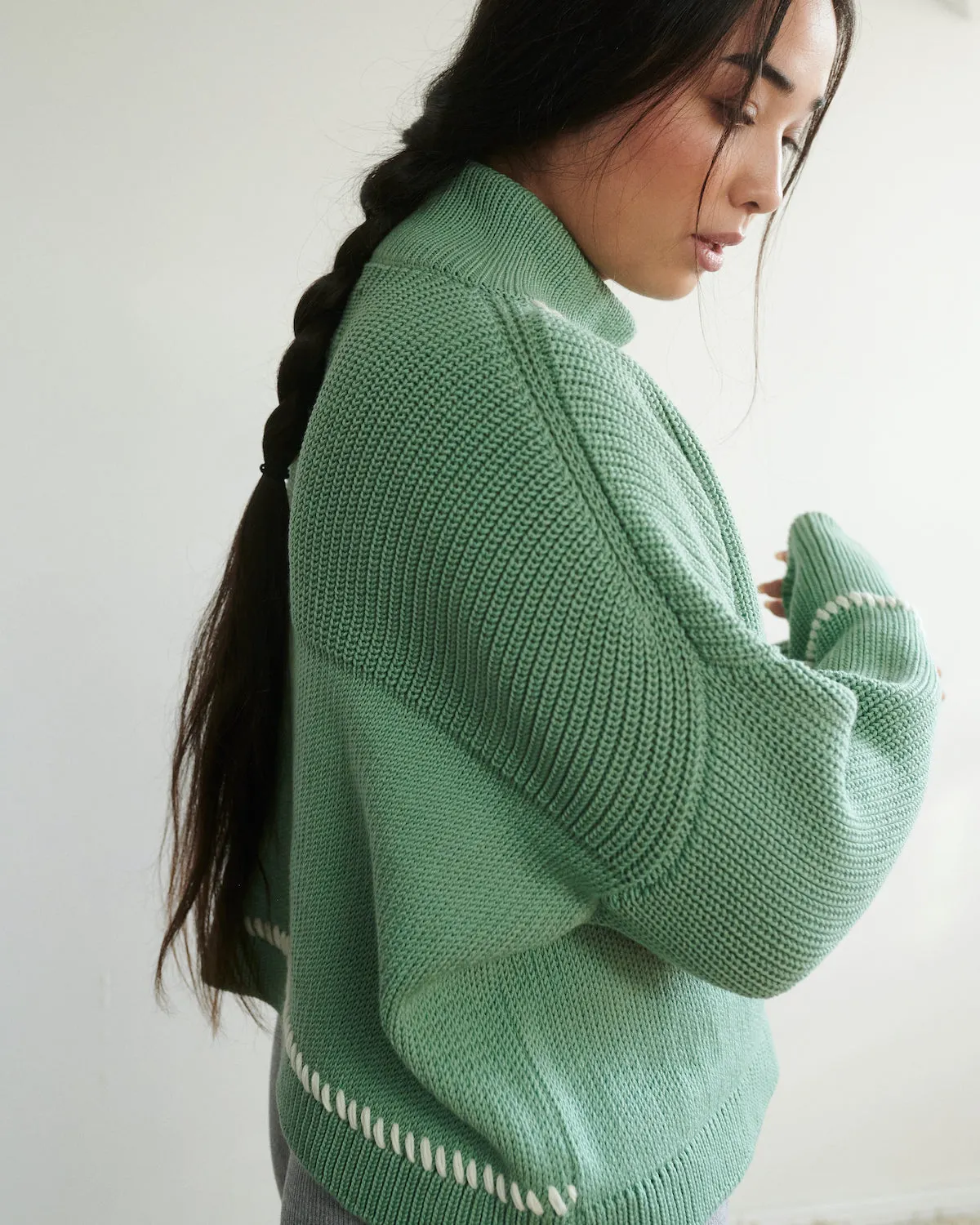 Šturmai: Sage Green Merino Wool Turtleneck