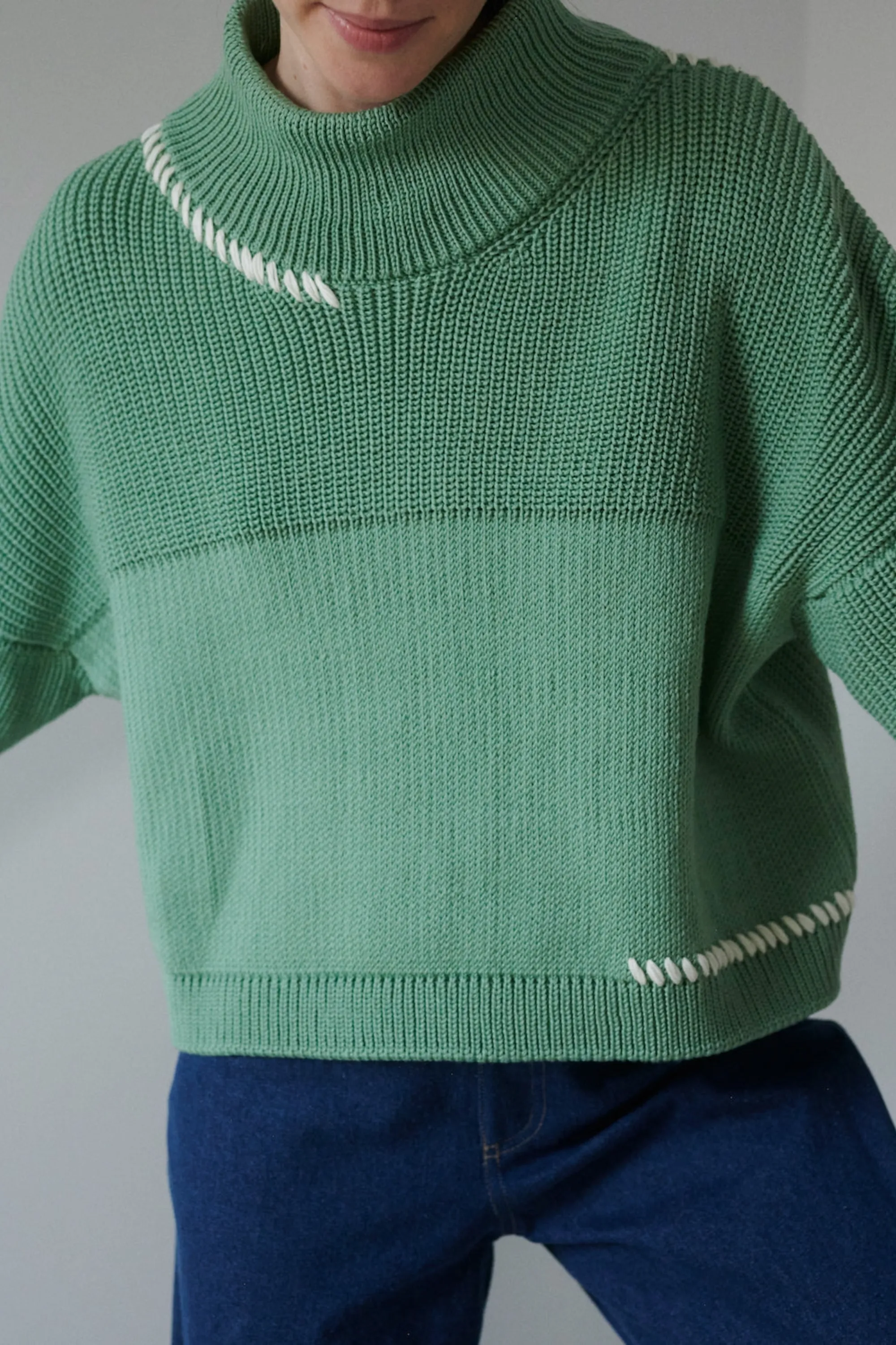 Šturmai: Sage Green Merino Wool Turtleneck