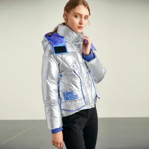 Zip-Up Cropped Waterproof Down Jacket